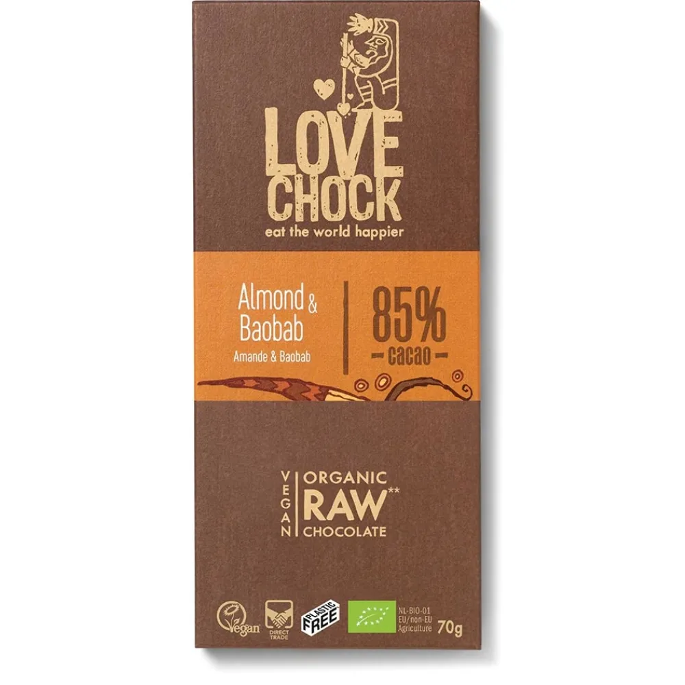 Lovechock Chocolade>Amandel / Baobab tablet 85% - 70g - BIO