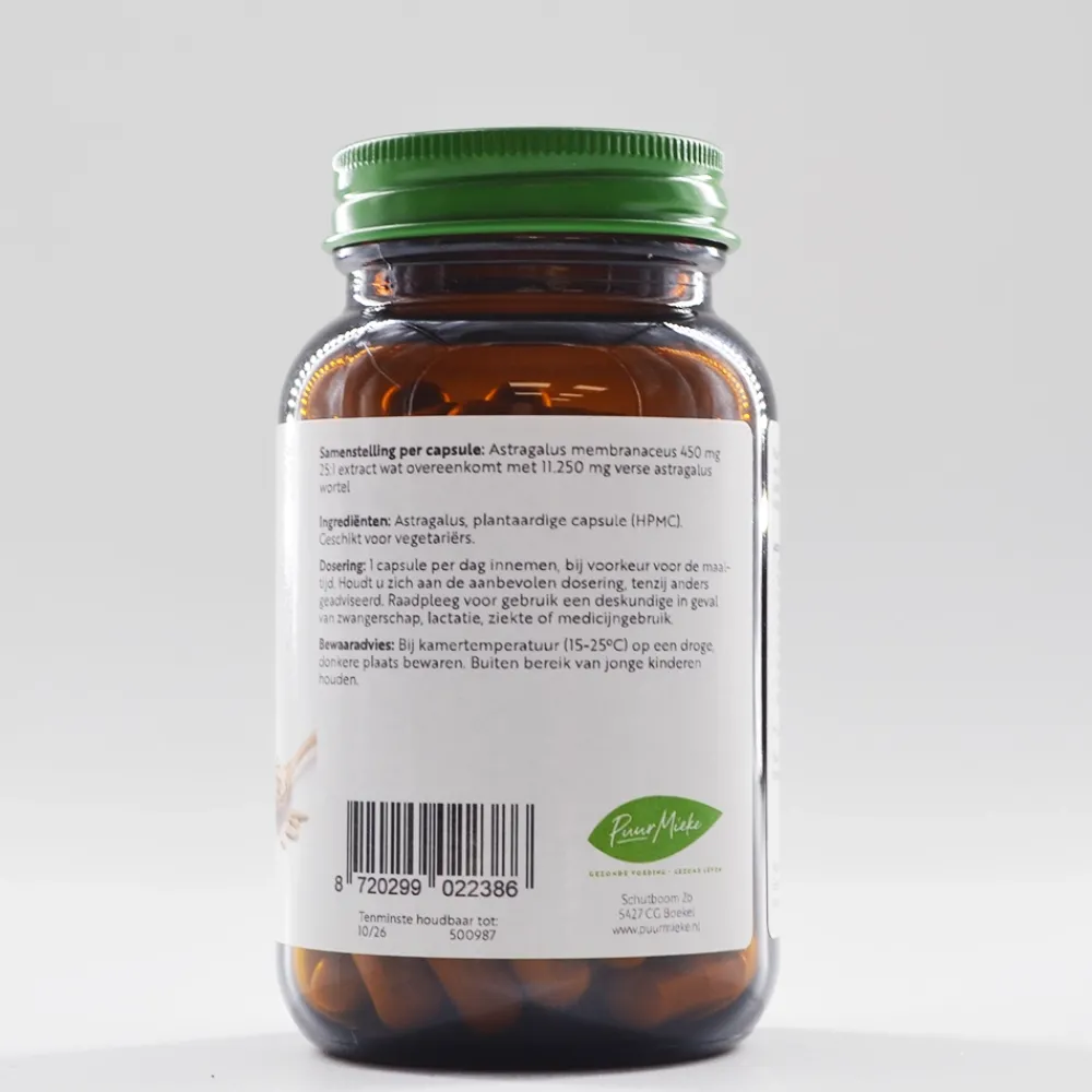 Puur Mieke Stress|Immuunsysteem>Astragalus - 450mg - 90 caps