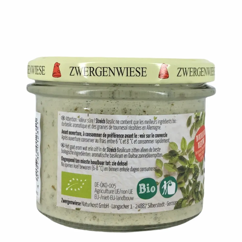 Zwergenwiese Hartige Spreads>Basilicumspread - 180g - BIO