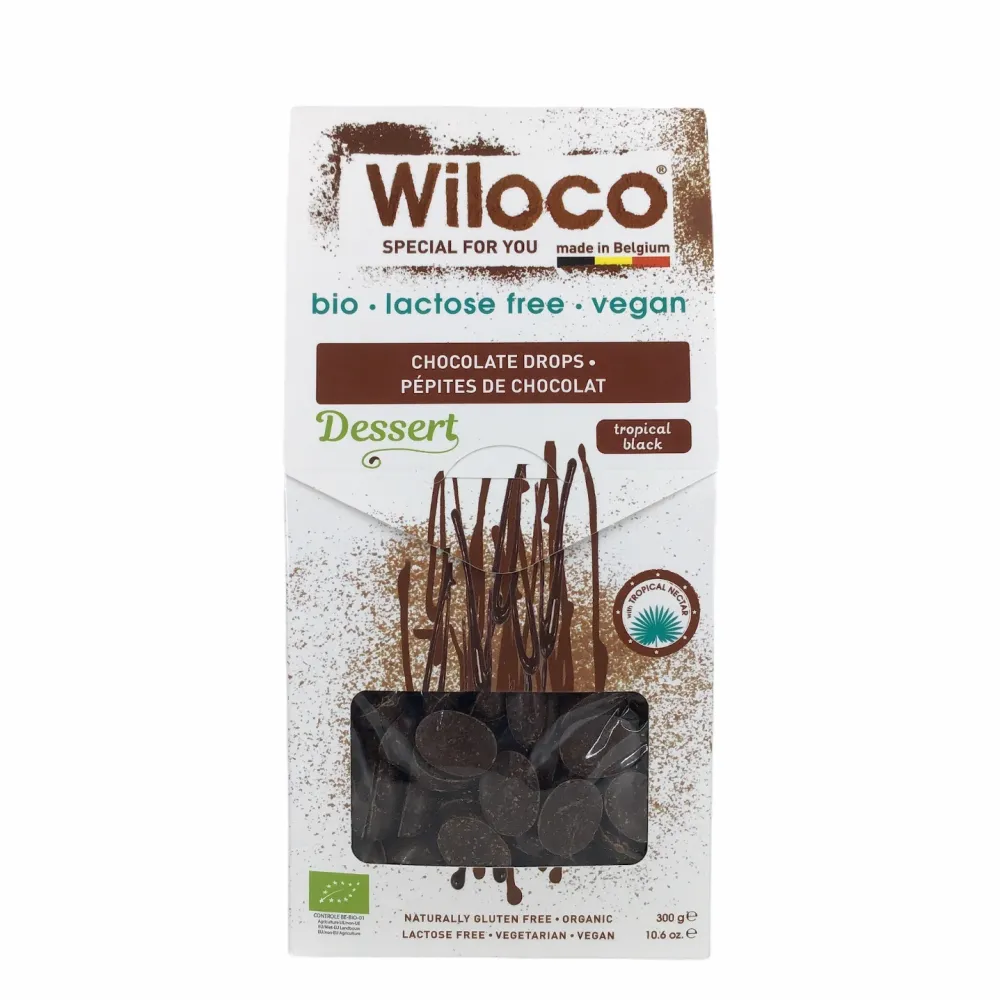 Wiloco Chocolade|Chocolade Druppels>Chocolade Druppels Puur Lactosevrij - 300g - BIO