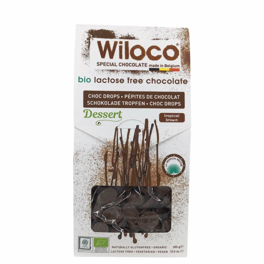 Wiloco Chocolade|Chocolade Druppels>Chocolade Druppels "Melk" Lactosevrij - 300g - BIO