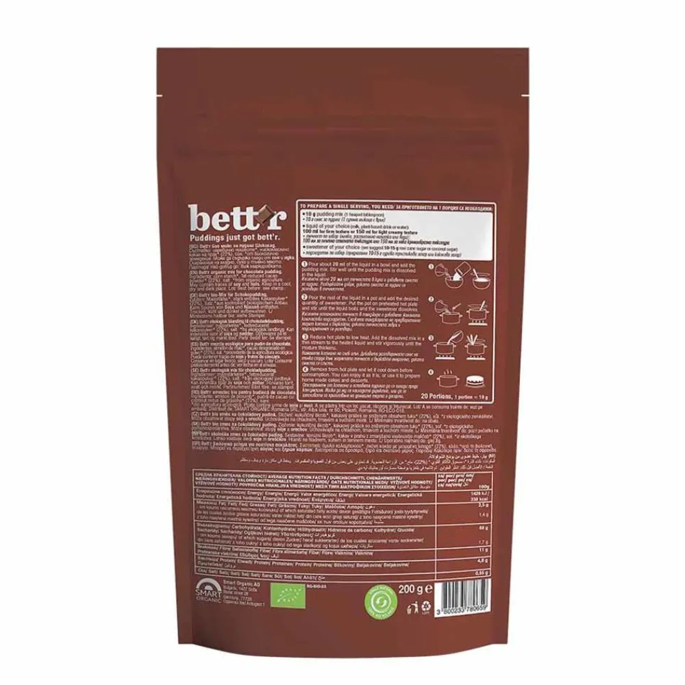 Bett'r Pudding En Pannenkoek>Chocolade Pudding Mix - 150g - BIO