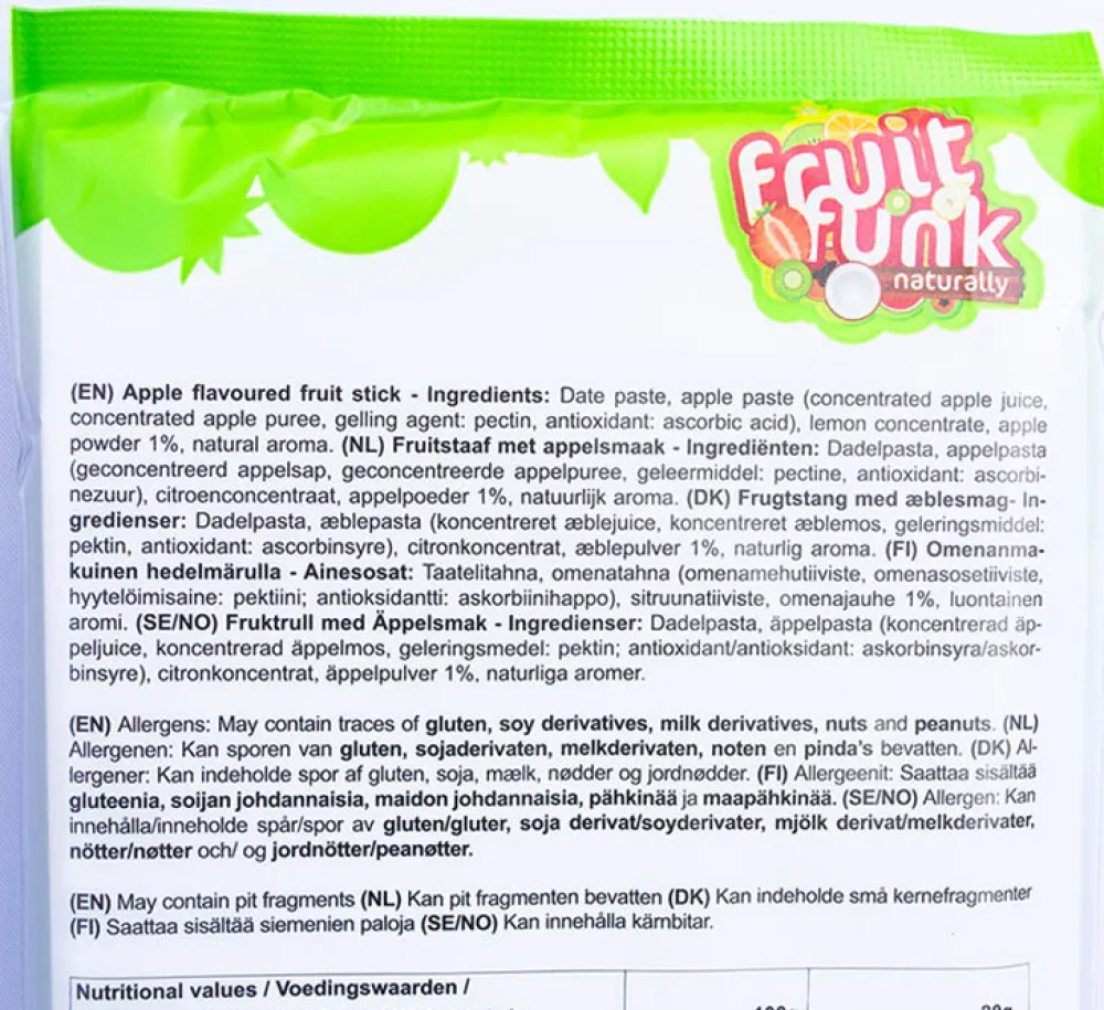 Fruitfunk Repen|Snoepjes>Fruit sticks XXL Appel - (5st) 100g