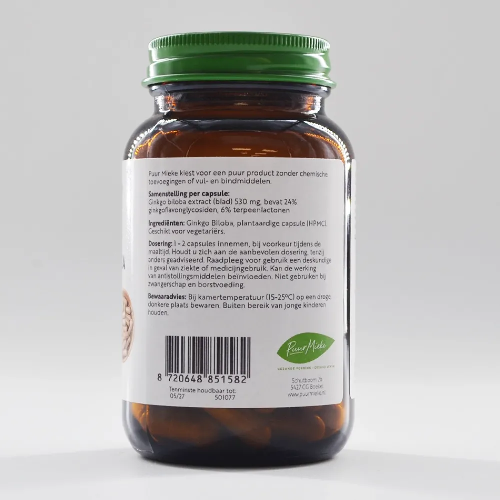 Puur Mieke Specials|Puur Mieke Supplementen>Ginkgo Biloba - 530mg - 60 caps