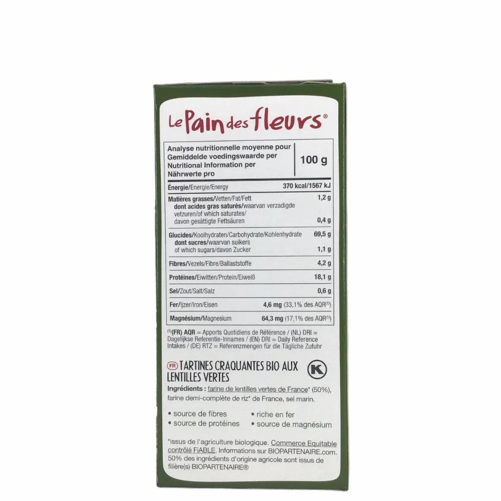 Le Pain des Fleurs Crackers En Wafels>Groene Linzen Crackers - 150gr - BIO