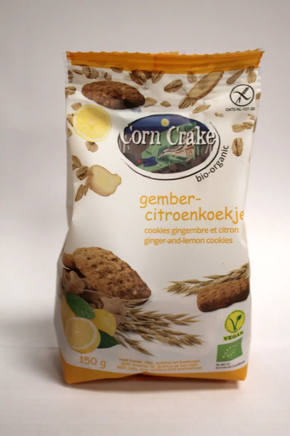 Corn Crake Koekjes>Haverkoekjes met Gember-Citroen - 150g - BIO