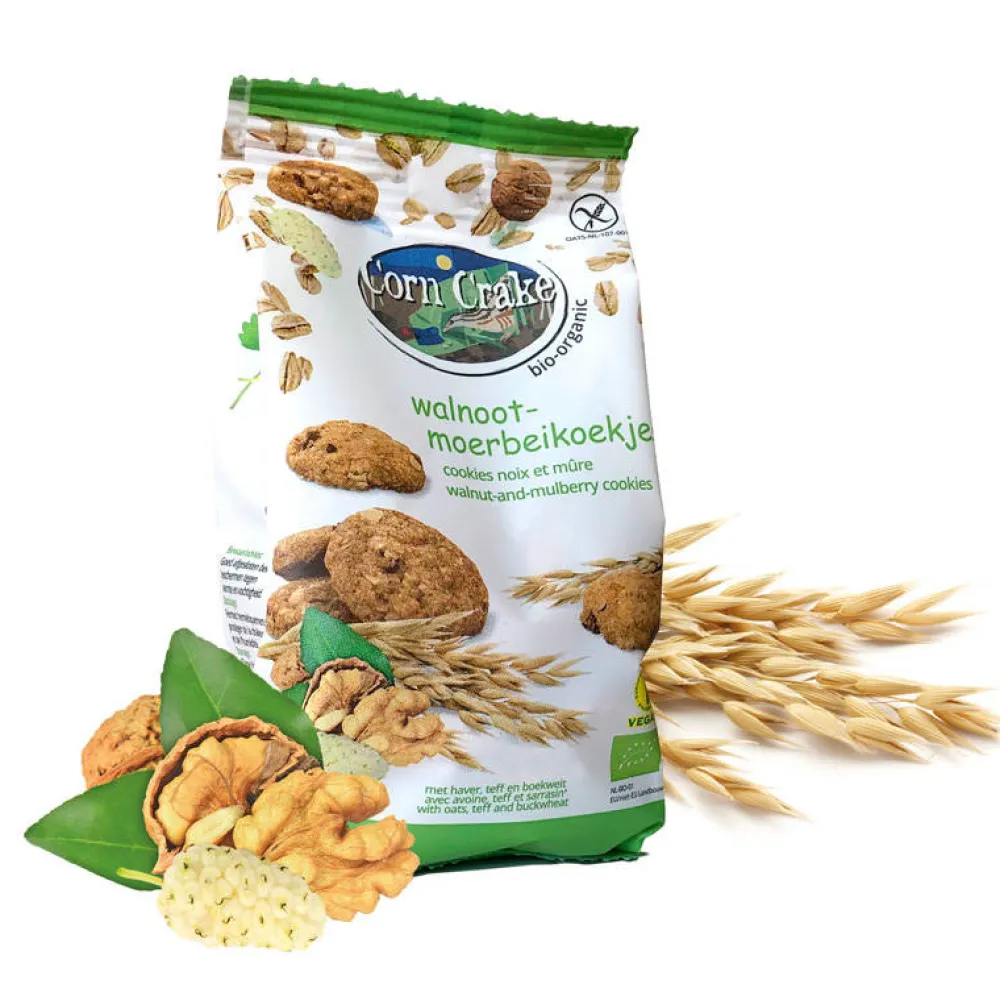Corn Crake Koekjes>Haverkoekjes met Walnoot-Moerbei - 150g - BIO