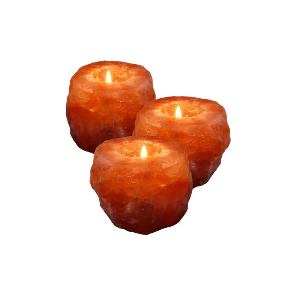 SelNature Stress|Nachtrust>Himalayazout theelichthouder - Set van 3