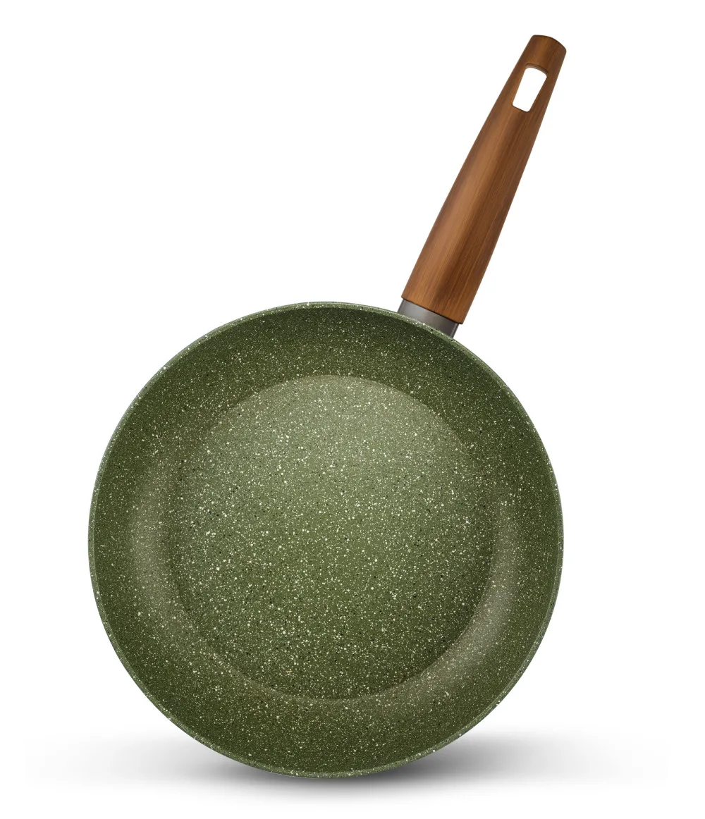 Natura Induction Koekenpan Zonder Teflon>Koekenpan 32cm met hout-look greep - VegeTek