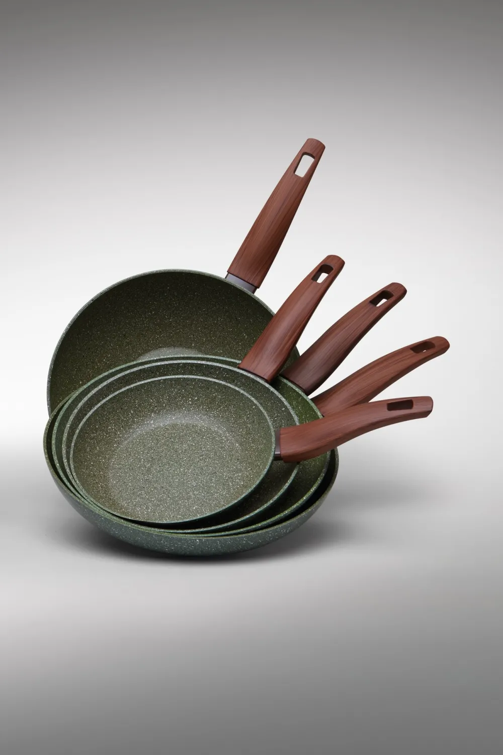 Natura Induction Koekenpan Zonder Teflon>Koekenpan 32cm met hout-look greep - VegeTek