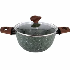 Natura Induction Kookpan>Kookpan 24cm met 2 hout-look grepen + glasdeksel - VegeTek
