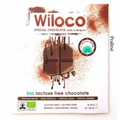 Wiloco Chocolade>Lactosevrije Chocoladereep 'Melk' met Praline - 90g - BIO