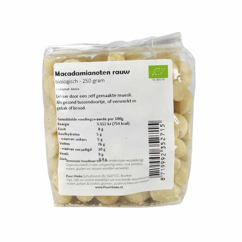 Puur Mieke Fruit & Noten|Biologische Noten>Macadamianoten - 250g - BIO