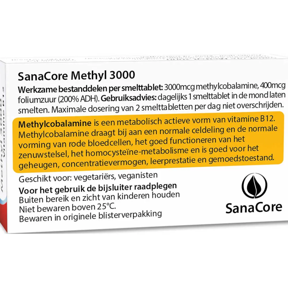 Sanacore Stress|Immuunsysteem>Methyl 3000 Vitamine B12 60 tabletten