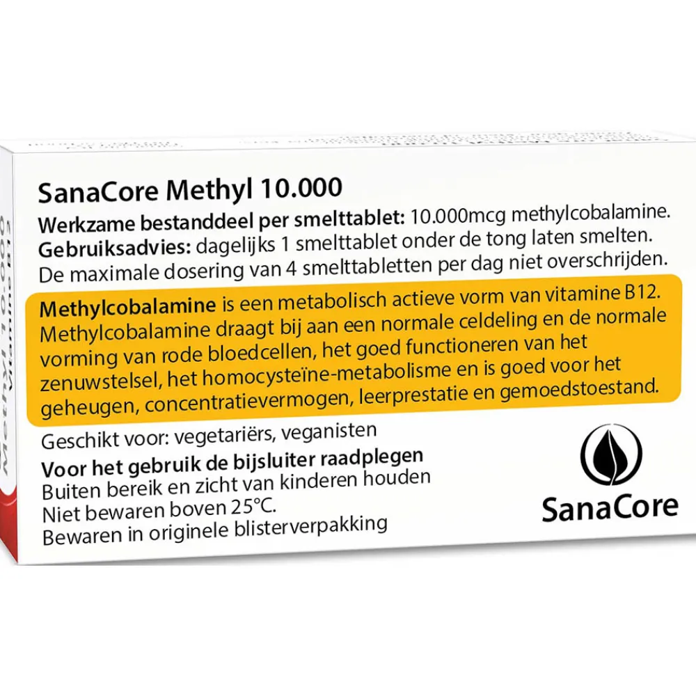 Sanacore Immuunsysteem|Energie>Methyl 10000 Vitamine B12 60 tabletten