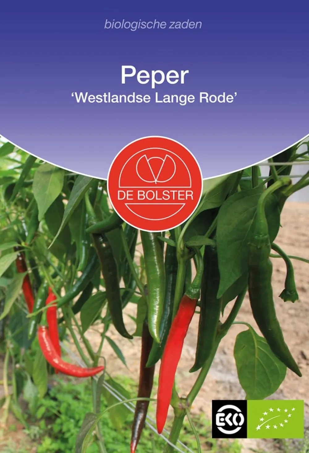 De Bolster Vruchtgewassen|Groenten>Peper 'Westlandse Lange Rode' - 0,3g - BIO