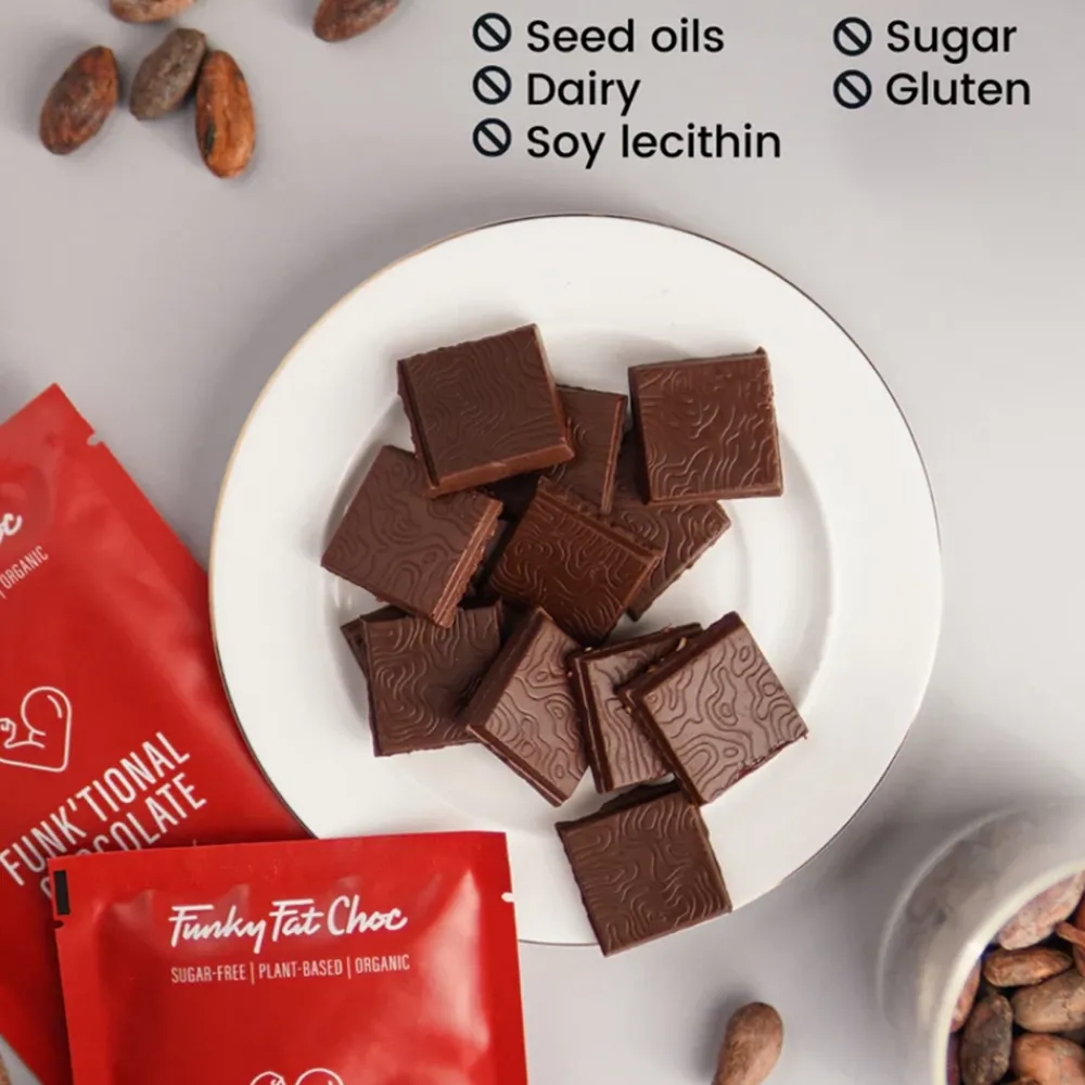 Funky Fat Choc Chocolade|Snacks>Pure Chocolade met MCT - BIO