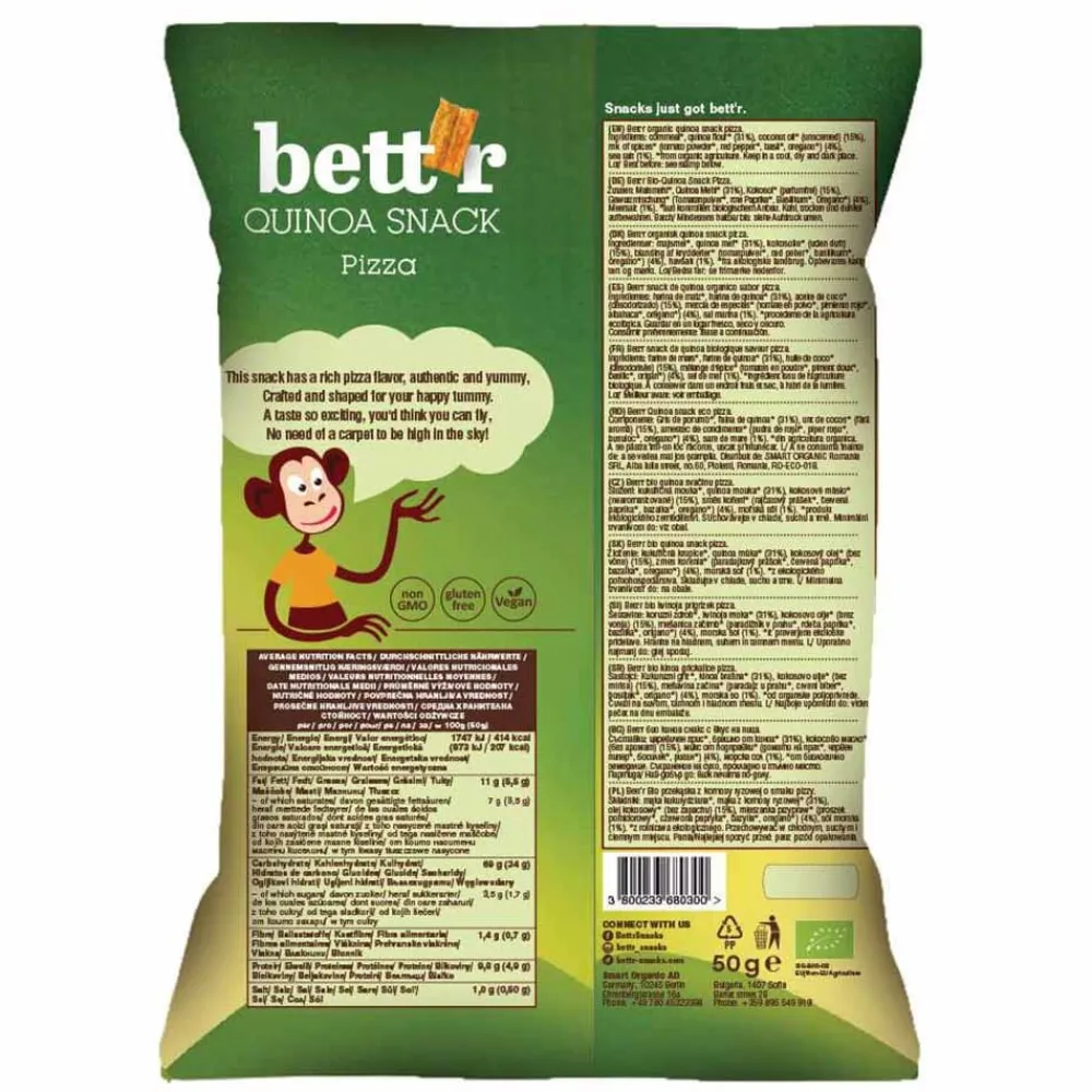 Bett'r Chips & Zoutjes>Quinoa Snack Pizza - 50g - BIO