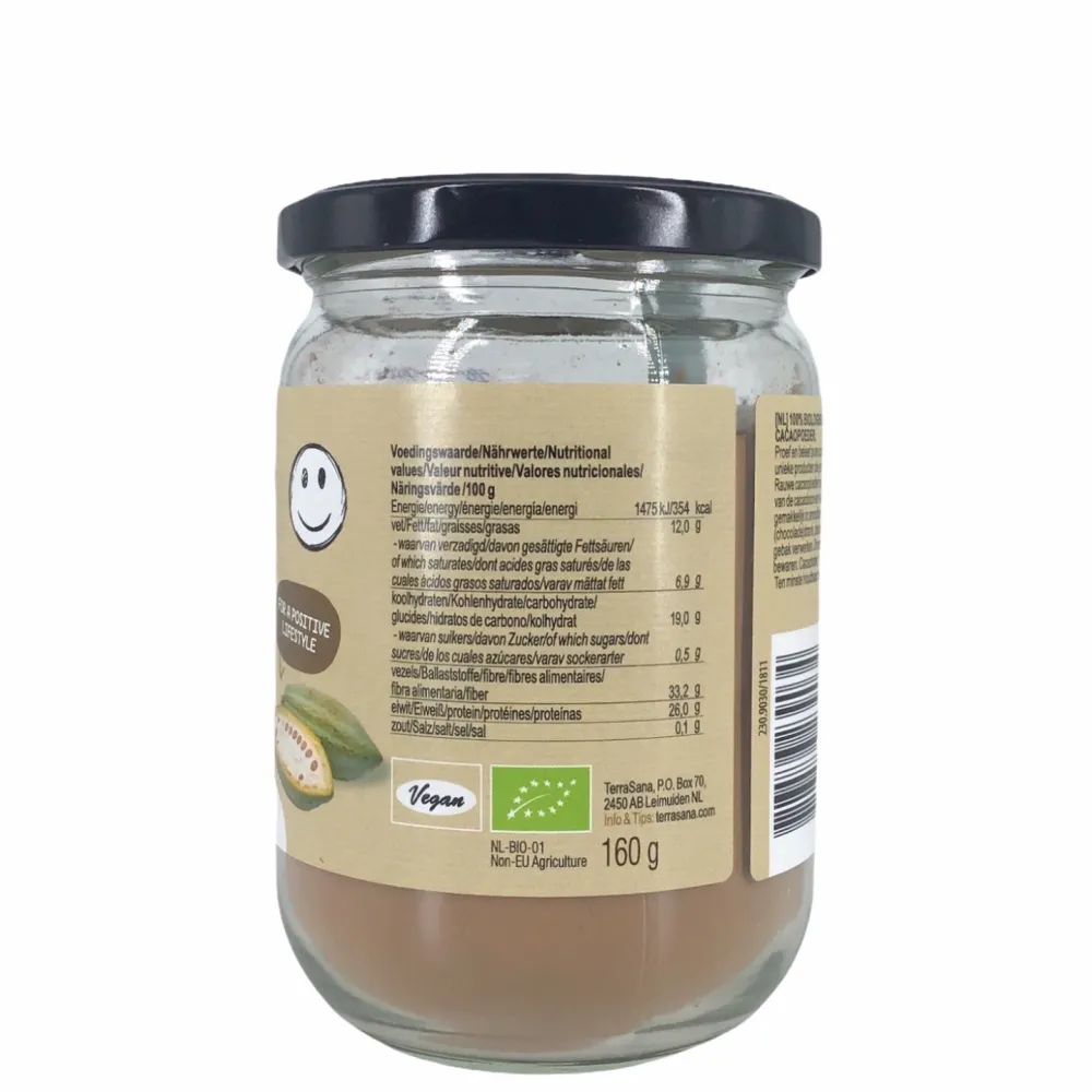 Terrasana Stress|Cacao>RAW Cacaopoeder 160g - BIO