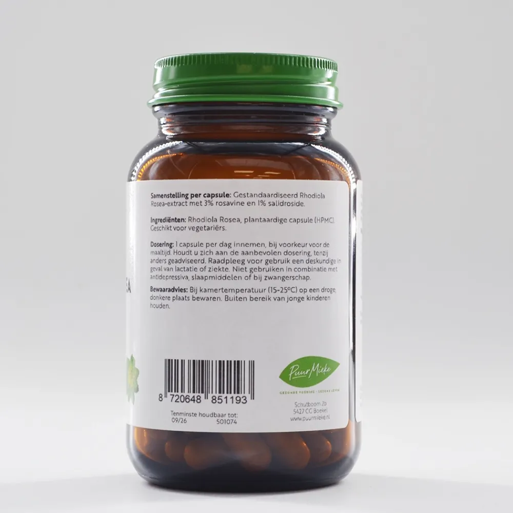 Puur Mieke Stress|Weerstand>Rhodiola Rosea - 420mg - 60 capsules