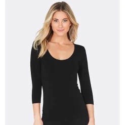 Boody Shirts>Shirt met Driekwart Mouw - Zwart