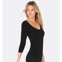 Boody Shirts>Shirt met Driekwart Mouw - Zwart