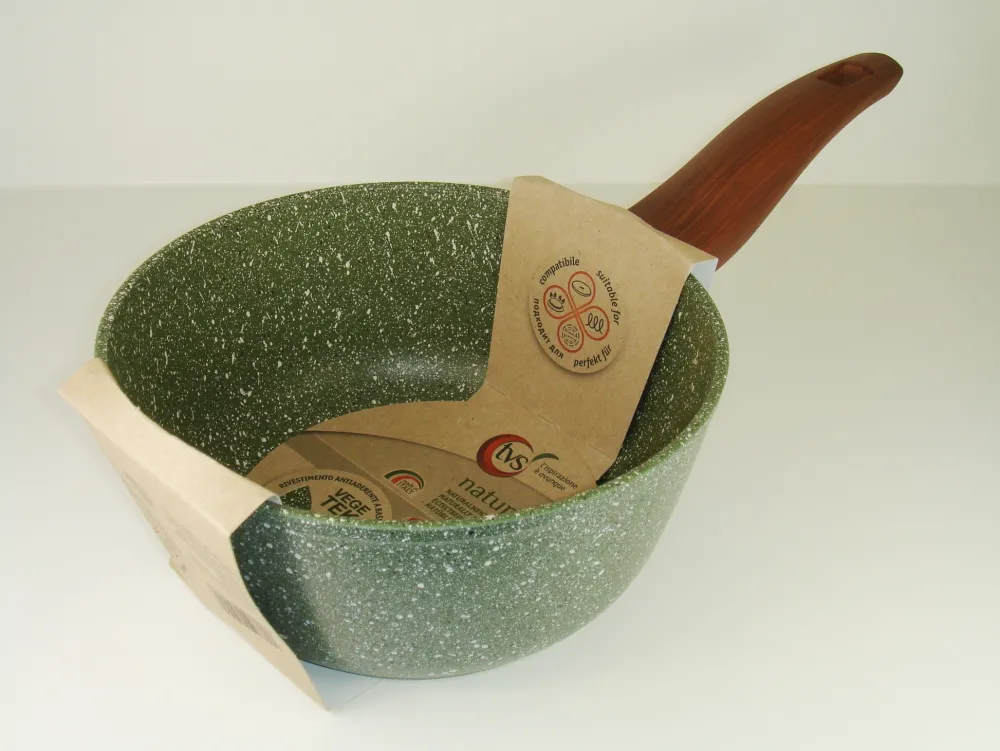 Natura Induction Kookpan>Steelpan 18cm met hout-look greep - VegeTek