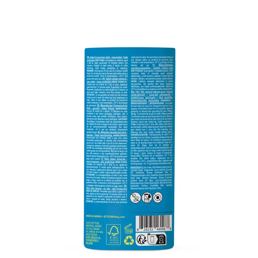ATTITUDE Zonnebrand|Zonbescherming>Sunly Zonnebrandstick SPF30 KIDS - Ongeparfumeerd