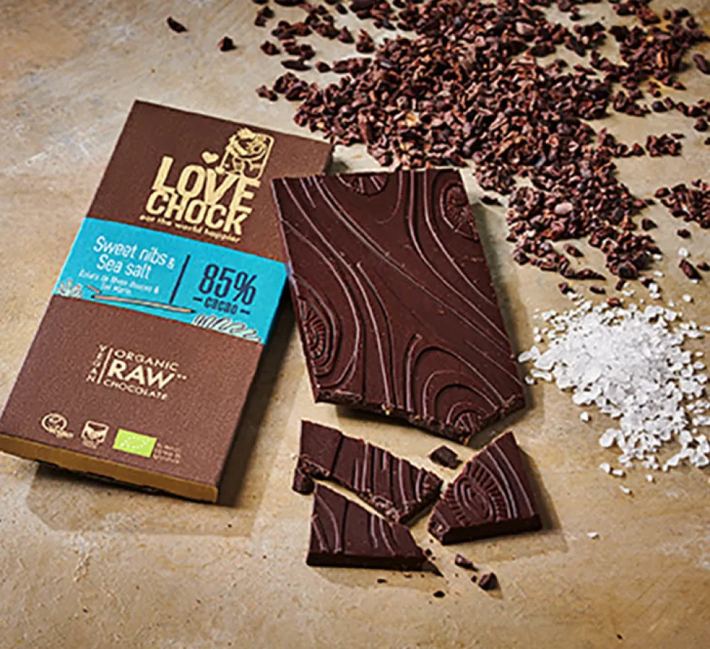 Lovechock Chocolade>Sweet Nibs & Sea Salt - 70g - BIO