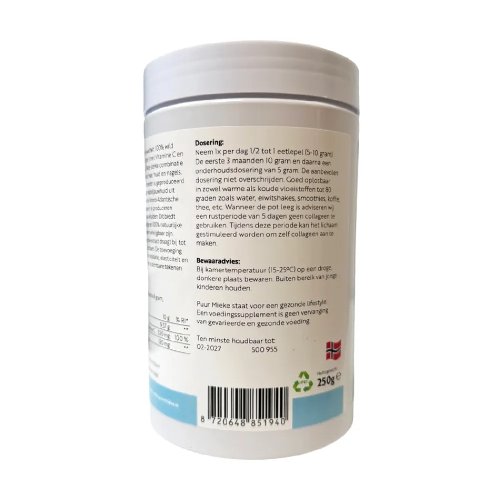 Puur Mieke Rimpels|Puur Mieke Supplementen>Viscollageen Poeder met Hyaluronzuur & Vitamine C - 250g