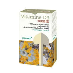Cressana Spieren|Immuunsysteem>Vitamine D3 & K2 3000 IU - 60 vegicaps