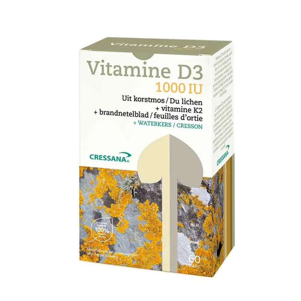 Cressana Spieren|Immuunsysteem>Vitamine D3 & K2 1000 IU - 60 vegicaps