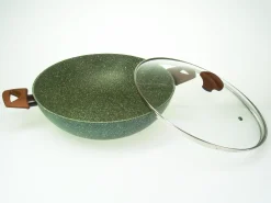 Natura Induction Wokpan Zonder Teflon>Wok/Wadjan XL 32cm - 2 grepen met Deksel - VegeTek